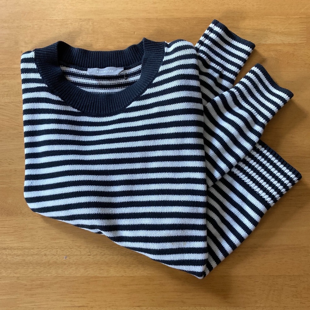 Everlane Striped Cotton Long Sleeve Crew Sweater Women’s Size XS
